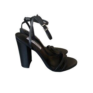 Steve Madden Candid Women Leather Metallic Slingback Sandals Black Size 8.5 NWD